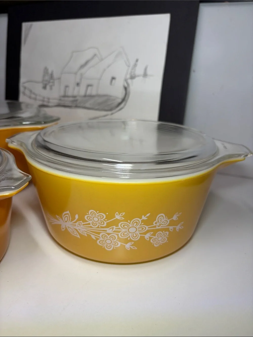 PYREX Butterfly Gold Casserole( Set Of 3 with Lid )